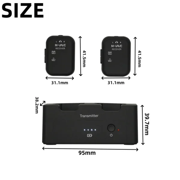 SWS12: 2025 NEW M-VAVE WP-12 Wireless Earphone Monitor System | 2.4GHz 1T2R System w/Ultra-Latency 24H Playback | 1800mAh Charging Case - Image 4