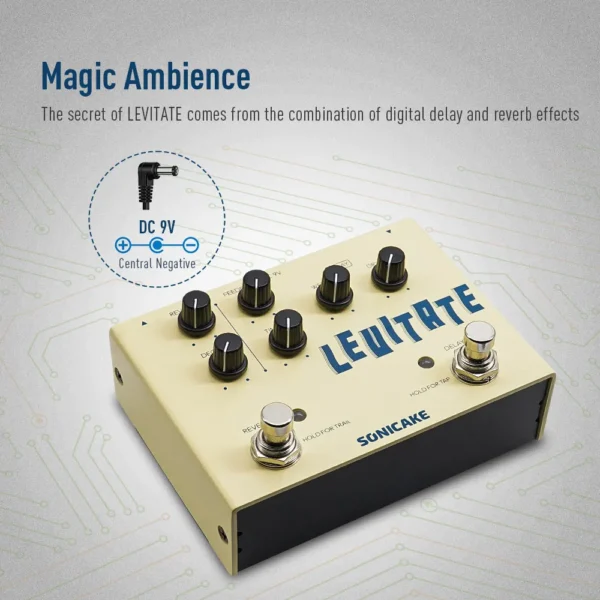 SONICAKE Levitate Dual Footswitch Stompbox Digital Delay and Reverb Guitar Effects Pedal QDS-02 - Image 3