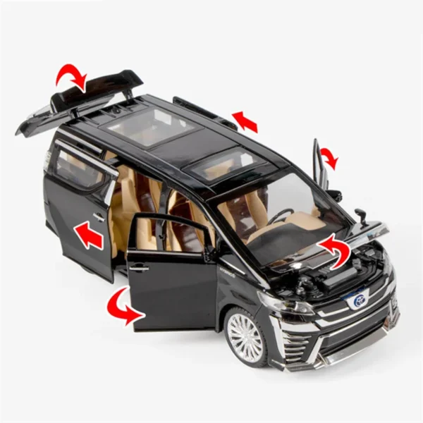 1:32 Toyota VELLFIRE Alphard MPV Alloy Car Model Diecasts Metal Toy Vehicles Car Model Sound and Light High Simulation Kids Gift - Image 4