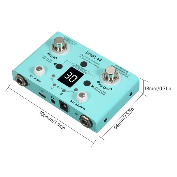 M-VAVE LOST TEMPO Effect Pedal Drum & Looper Effector Mini 2-in-1 Looper & Drum Machine Double Footswitch Looper Pedal Looper - Image 5