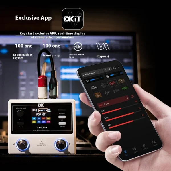 DK iE-350 MEGATRON Electric Guitar Integrated Effect Rechargeable Drum Machine Customized Bluetooth Pocket Digital Effect Devic - Image 3