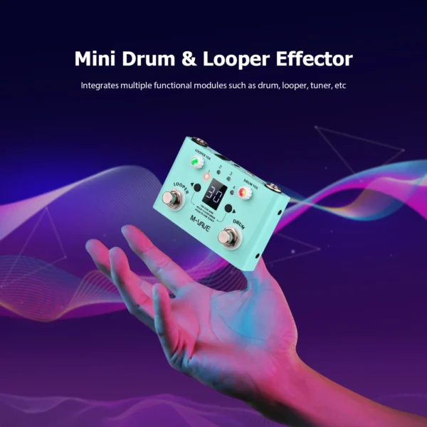 M-VAVE LOST TEMPO Effect Pedal Drum & Looper Effector Mini 2-in-1 Looper & Drum Machine Double Footswitch Looper Pedal Looper - Image 4