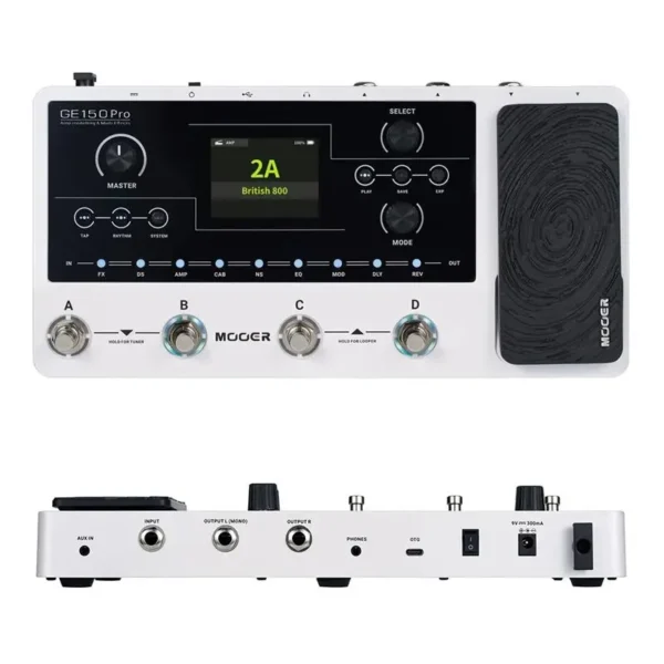 MOOER Multi Effects Guitar Pedal GE150 Pro Guitar Amp Modelling with 4 Footswitches IR Loader Guitar Accessories