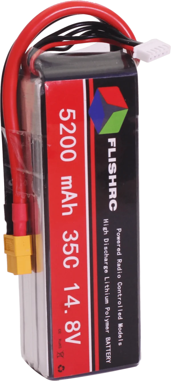 1PCS FLISHRC Lipo Battery 5200mAh 4S 14.8V 35C for 450 EC135 EC145 UH-1 Helicopter - Image 5