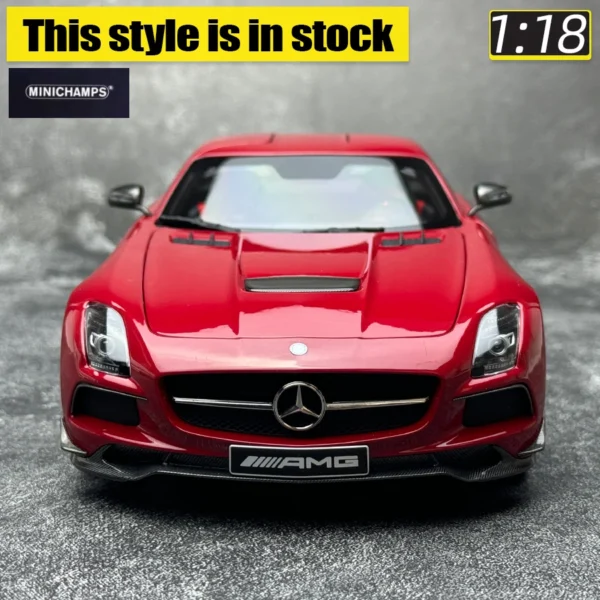 SLS--red: Minichamps 1:18 SLS Gull Wing Gate Sports car metal Car model Holiday gift Static ornament - Image 3