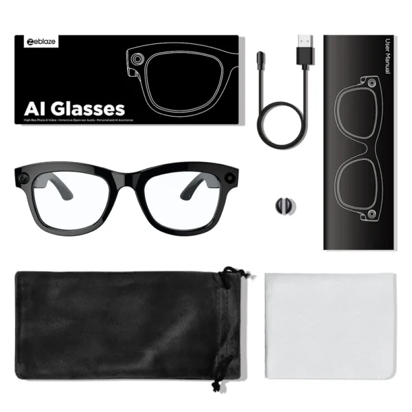 [world premiere]zeblaze eyewear ai smart shooting glasses 5mp 1080p camera chatgpt-4o enpowered open-ear speakers 32gb storage 14h battery life multi-language supported ipx4 hands-free audio smart glasses - Image 2