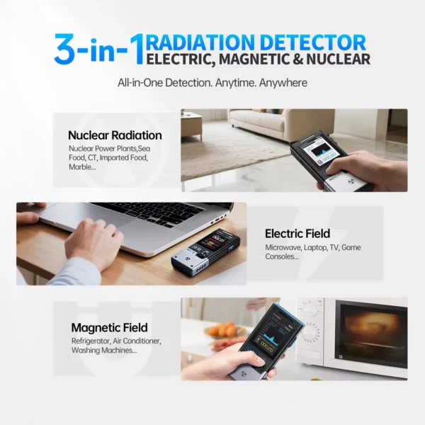 Fnirsi gc-03 electromagnetic radiation tester 3-in-1 magnetic electric field rf power geiger counter ionizing radiation portable nuclear tester real-time monitoring-arrival notice-arrival notice - Image 2