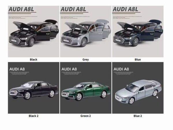 1:32 AUDI A8 Alloy Car Model Diecast Metal Toy Vehicles Car Model High Simulation Sound and Light Collection Childrens Toy Gifts - Image 5