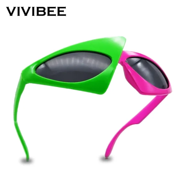 VIVIBEE Green Red Glasses Fancy Party Festival Sunglasses Hip Hop Unique Y2K Roy Purdy Funny Shades 2025 Trending Product - Image 2