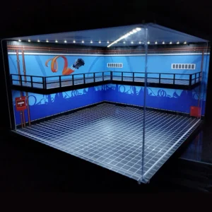 [M008 13 Right] 1/18 1/24 1/32 1/64 Scale Scene Car Garage Model with Light Assembled Parking Lot Diorama Parking Place for Miniatures Vehicles