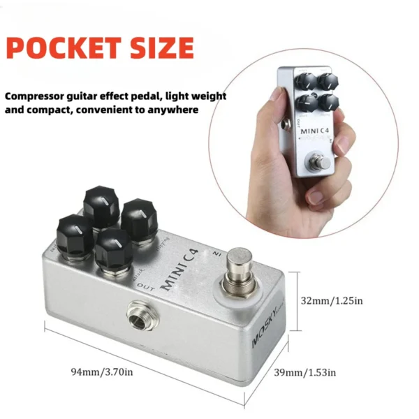 MOSKY Mini C4 Compressor Guitar Effect Pedal Metal Shell Pedal Effects True Bypass Guitar Parts Guitar Accessories - Image 2