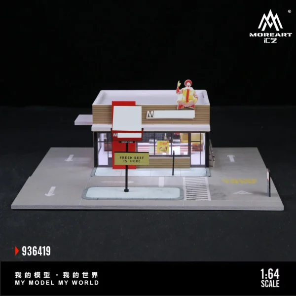 More Art 1:64 American Hamburger Restaurant Parking Lot Diorama Light Version Diorama for Display&Collection&Gift - Image 3