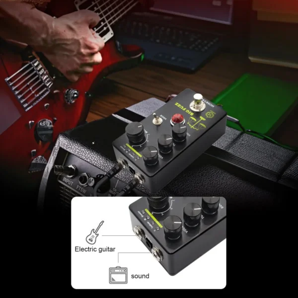 Mosky Big Fuzz Effect Pedal Fuzz Guitar Magnetic Effect Device with 4 Buttons Suitable for Guitar Bass Instrument Accessories