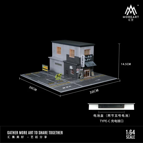 MoreArt 1:64 Ramen restaurant Lighting Version Assembly Scene Model Car Parking Lot For Display&Collection&Gift - Image 6