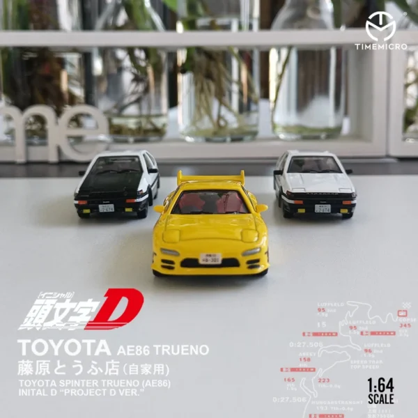 TIME MICRO 1:64 Initial D AE86 & RX 7 Sports Car Diecast Model Car for Collection & Display