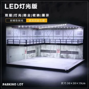 XuFan 1:64 Diorama Car Garage Model Set 1:64 Assemble Diorama USB LED Lighting Model Car Garage Parking Lots Miniatures Models