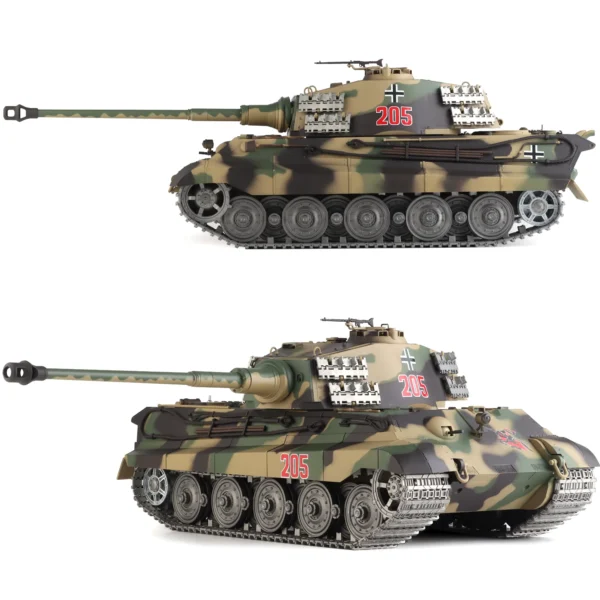 Heng Long rc tanks 1/16 German King Tiger tank Model(Metal Road Wheel & Sprocket wheel & Gun canal)(360ﾂｰRotating Turret) - Image 3