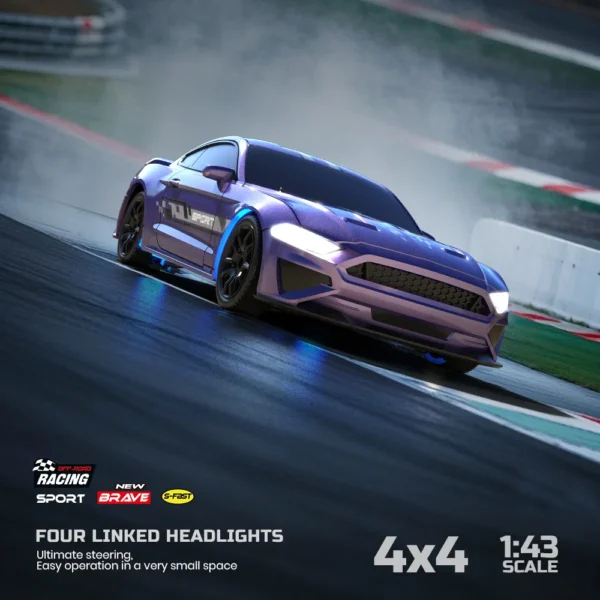 RC Car 4x4 2.4G 4WD 1/43 Remote Control Racing Drift Vehicle High Speed Off road RTR with 7 Color LED Lights Toys Kids Boys Gift - Image 3