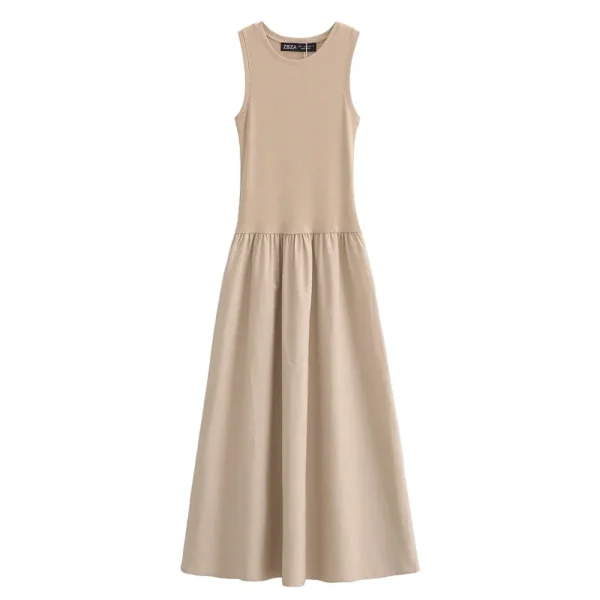 HXAO Khaki Elegant Long Dresses 2025 Women's Spring Sleeveless Black Dresses Fashion Casual Party Y2k Dress Vestidos For Female - Image 3