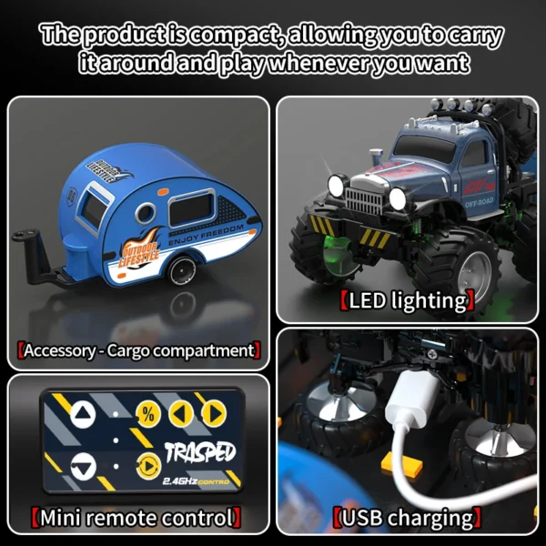 New 1:64 Rc Car Mini 2.4Ghz City Road Handle High Speed Alloy All Terrain Remote Control Car Dual Control Children's Toys Gifts - Image 2