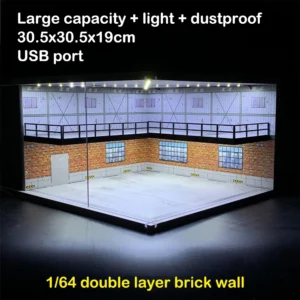 [M008 11 Right] 1/18 1/24 1/32 1/64 Scale Scene Car Garage Model with Light Assembled Parking Lot Diorama Parking Place for Miniatures Vehicles