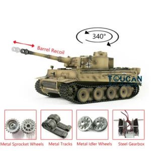 7.0 HENG LONG RC Tank Metal German Tiger I 1/16 3818 Barrel Recoil Remote Control Car RC Toys for Boys Model TH17266