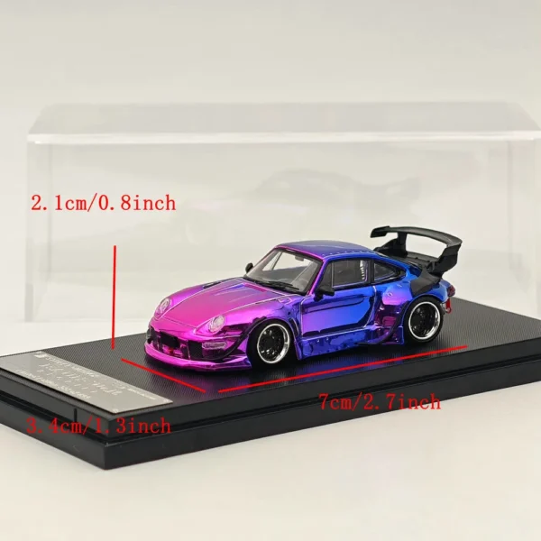 STREET WARRIOR SW 1/64 for 993 RWB Gradient Chrome Purple Diecast Models Car Toy Limited 499 Collection Auto Gift - Image 6