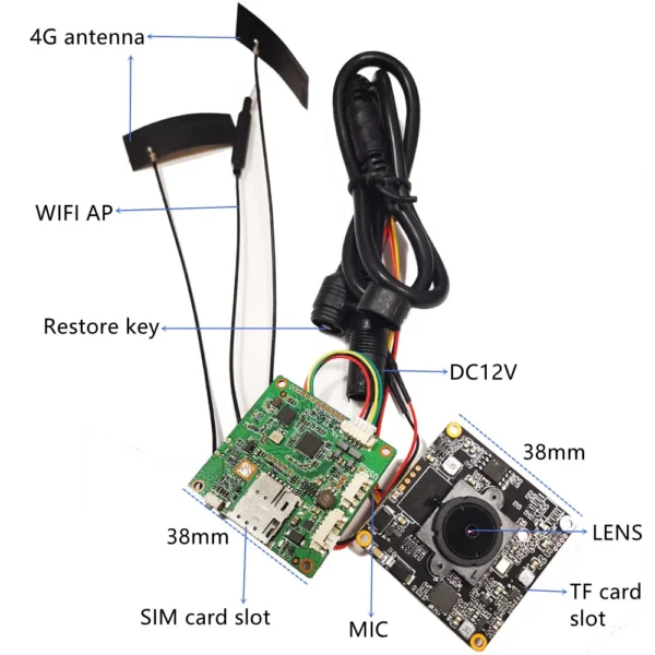 5MP EU 4G band Mini 4G Pinhole Camera CCTV P2P Onvif Audio DIY 3G 4G SIM Camera Module Chip Board 4G Wireless IP Camera P2P For Camhipro - Image 4