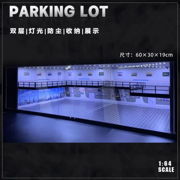 XuFan 1:64 Diorama Car Garage Model Set 1:64 Assemble Diorama USB LED Lighting Model Car Garage Parking Lots Miniatures Models - Image 4