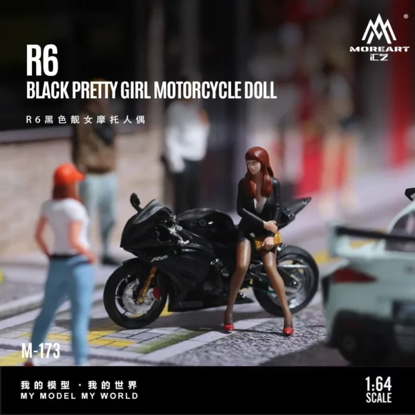 *Pre Order*MoreArt 1:64 R6 Black Beautiful Female Motorcycle Beauty Figure Resin Model Miniature Scene Decoration Gift&Display - Image 6
