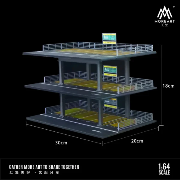 MoreArt 1:64 Three Storey Steel Frame Style Garage Scene Model Car Parking Lot Display&Collection&Gift - Image 4