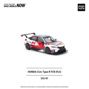 New Stocks Xcartoys Poprace 1：64 Diecast MiniCar Honda Civic Type RTCR (FL5) Presentation Alloy Model Toys Boy Gift