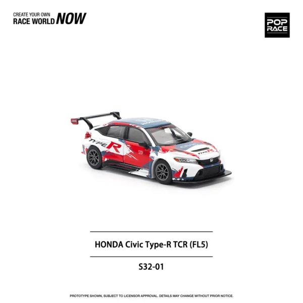 New Stocks Xcartoys Poprace 1：64 Diecast MiniCar Honda Civic Type RTCR (FL5) Presentation Alloy Model Toys Boy Gift