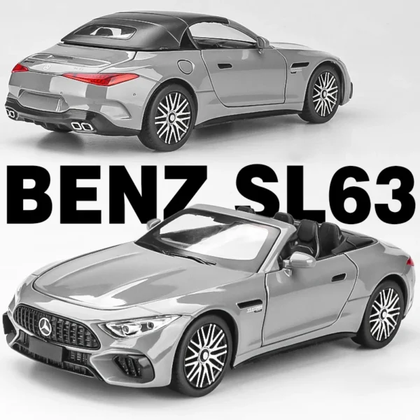 1:24 Benz SL63 AMG Supercar Alloy Die Cast Toy Car Model Sound and Light Children's Toy Collectibles Birthday Gift