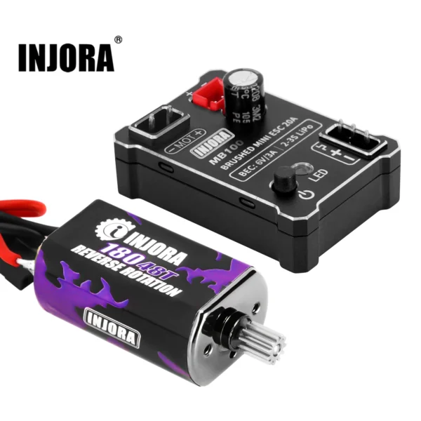INJORA MB100 R80 20A Brushed Mini ESC with 180 Motor 48T for 1/18 RC Crawler TRX4M Upgrade - Image 6