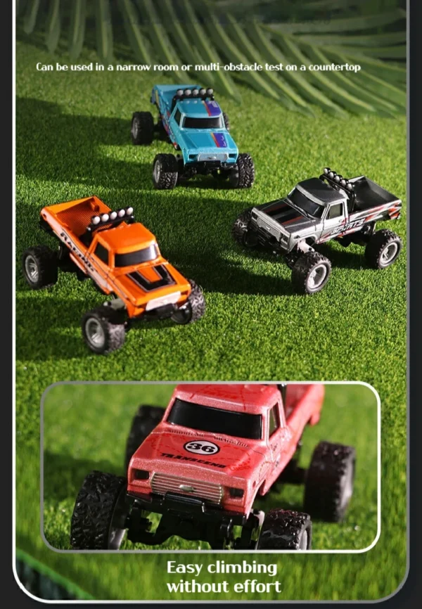 1:64 Speed ​​Mini Off Road Remote Control Car Alloy Cool Lighting Shock Absorption Children's Desktop Competition Toy Small Gift - Image 5