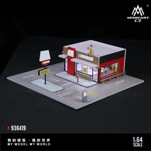 More Art 1:64 American Hamburger Restaurant Parking Lot Diorama Light Version Diorama for Display&Collection&Gift - Image 2