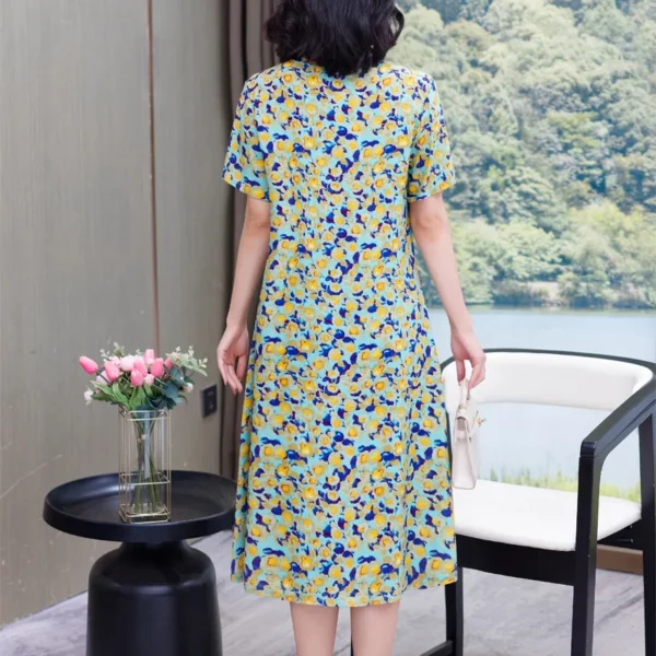 2025 Plus Size Dress Summer Dress Robe Femme Womens Casual Short Sleeve Boho Vintage Print Long Dress Beach - Image 4