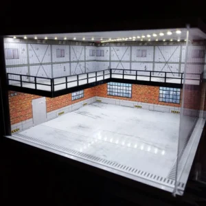 [M008 11 Left] 1/18 1/24 1/32 1/64 Scale Scene Car Garage Model with Light Assembled Parking Lot Diorama Parking Place for Miniatures Vehicles