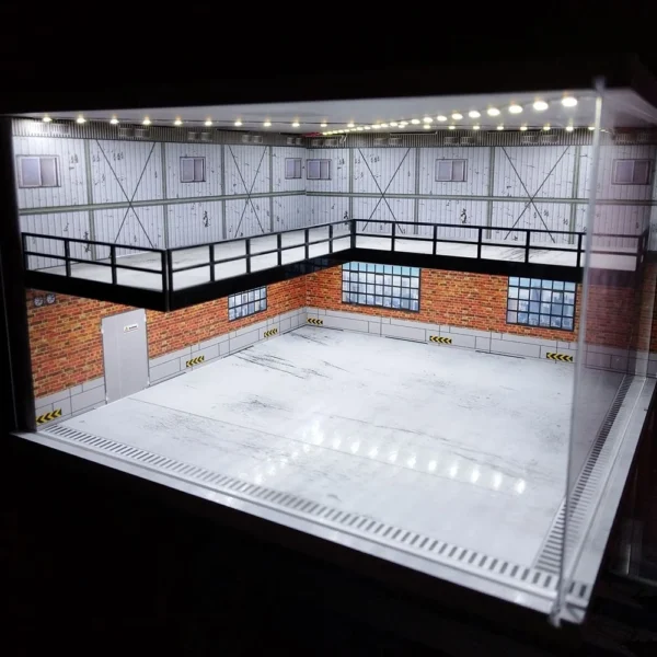 [M008 11 Left] 1/18 1/24 1/32 1/64 Scale Scene Car Garage Model with Light Assembled Parking Lot Diorama Parking Place for Miniatures Vehicles