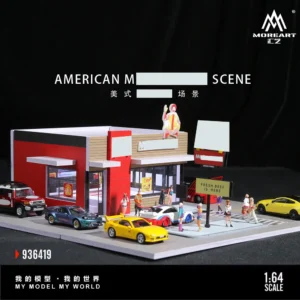 More Art 1:64 American Hamburger Restaurant Parking Lot Diorama Light Version Diorama for Display&Collection&Gift