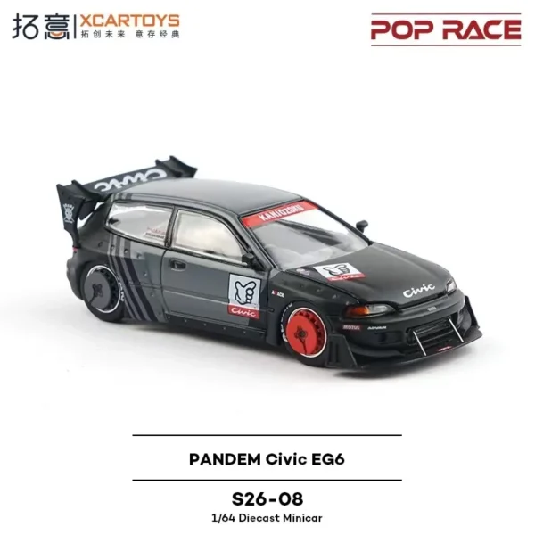 Xcartoys Poprace 1：64 MiniCar S26-08 Honda Pandem Civic EG6 Alloy Diecast Model Car Racing Cars Boy Christmas Gifts - Image 4