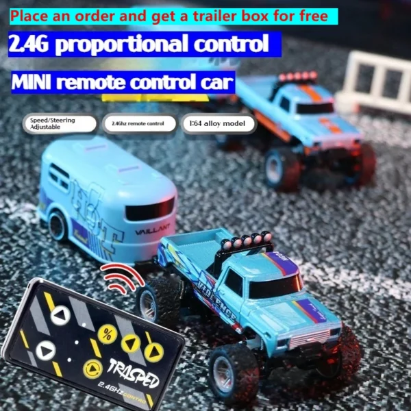 1:64 Speed ​​Mini Off Road Remote Control Car Alloy Cool Lighting Shock Absorption Children's Desktop Competition Toy Small Gift - Image 2