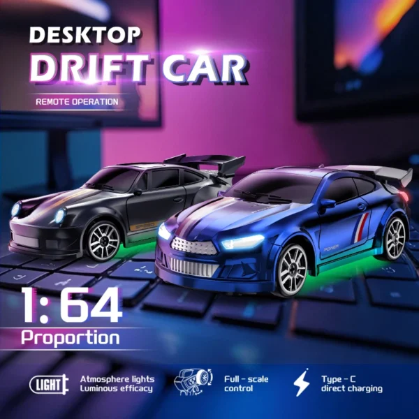 1/64 Scale Drift RC Car 2.4Ghz Desktop Mini Racing ESP Remote Contrl Car Model 4WD RC Vehicle Toys for Adults Children's Gifts - Image 6