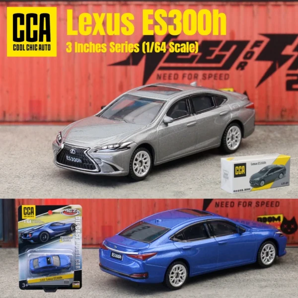 Blue: 1/64 Leuxs ES300h Toy Car Model CCA MSZ 1:64 Diecast Vehicle Miniature Free Wheels Collection Suitable for Hot Wheels Gift Kid