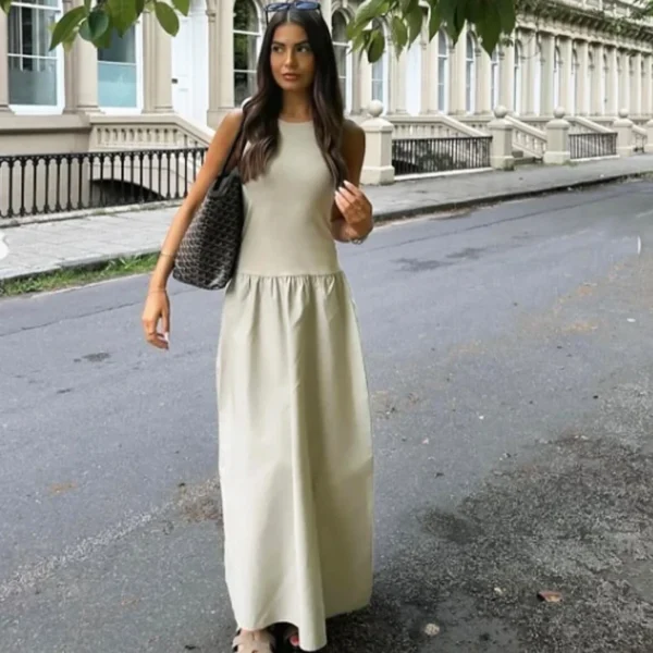 HXAO Khaki Elegant Long Dresses 2025 Women's Spring Sleeveless Black Dresses Fashion Casual Party Y2k Dress Vestidos For Female - Image 5