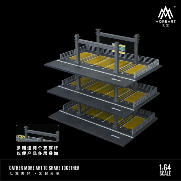 MoreArt 1:64 Three Storey Steel Frame Style Garage Scene Model Car Parking Lot Display&Collection&Gift - Image 5