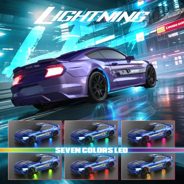 RC Car 4x4 2.4G 4WD 1/43 Remote Control Racing Drift Vehicle High Speed Off road RTR with 7 Color LED Lights Toys Kids Boys Gift - Image 4