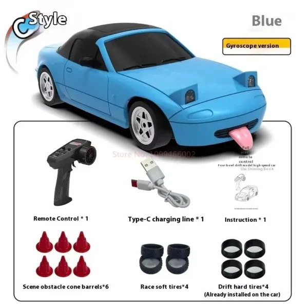 1:43 Scale Remote Control Drift Car Mx5 4wd Full Proportional Control With Gyroscope For 60 Minute Runtime Realistic Racing Toy - Image 4