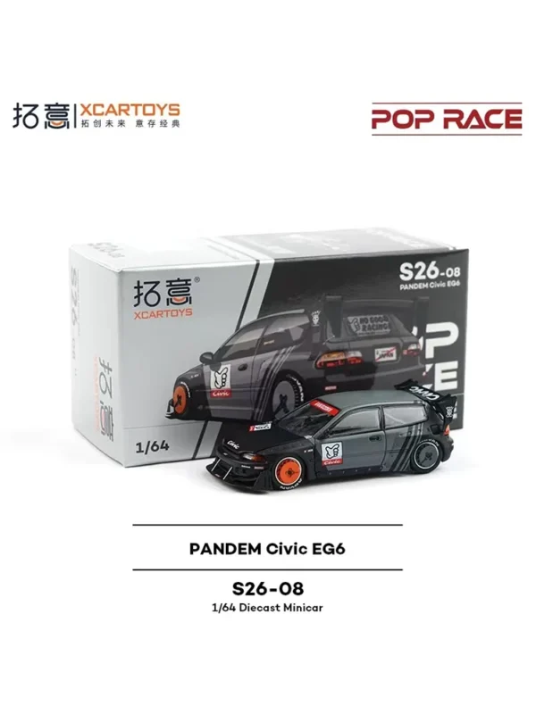 Xcartoys Poprace 1：64 MiniCar S26-08 Honda Pandem Civic EG6 Alloy Diecast Model Car Racing Cars Boy Christmas Gifts - Image 6